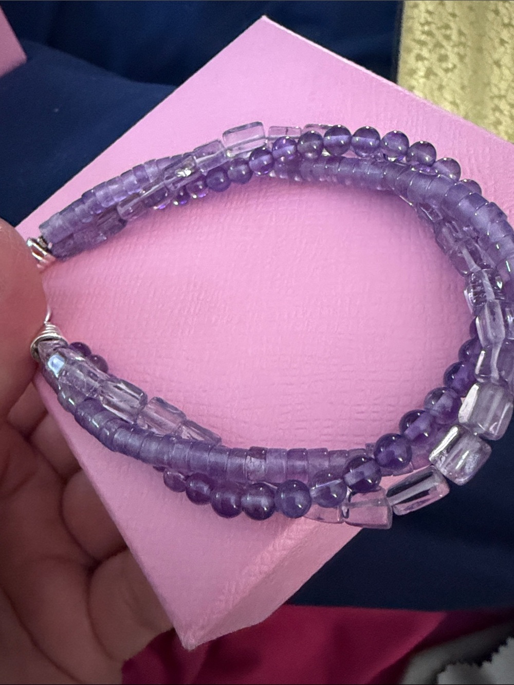 Purple Beaded Multi-Strand Bracelet